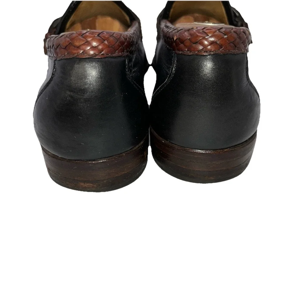 Allen‎ Edmonds Monterey Kiltie Belted Loafers Sz 10 D Black w/Brown Trim